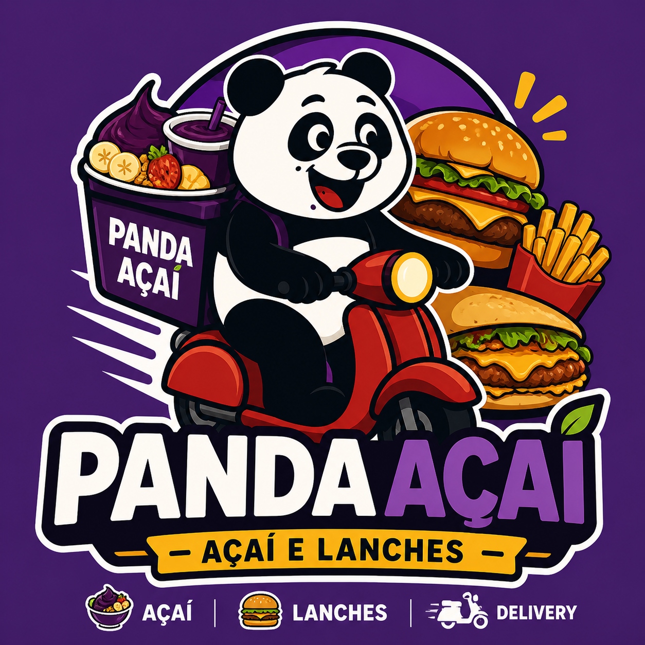 Logo de Panda Açaí e Lanches